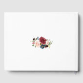 Merlot Navy Blue Floral Gold Lijst Wedding Gastenboek (Achterkant)