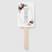 Merlot Navy Blue Floral Gold Lijst Wedding Program Handwaaier (Achterkant)