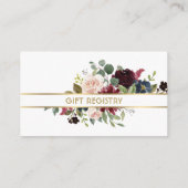 Merlot & Navy Floral Wedding Event Gift Registry Informatiekaartje (Achterkant)