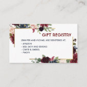 Merlot & Navy Floral Wedding Event Gift Registry Informatiekaartje (Voorkant)