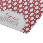 Merlot Polka Dot Personalized Glass Cutting Board Snijplank (Hoek)