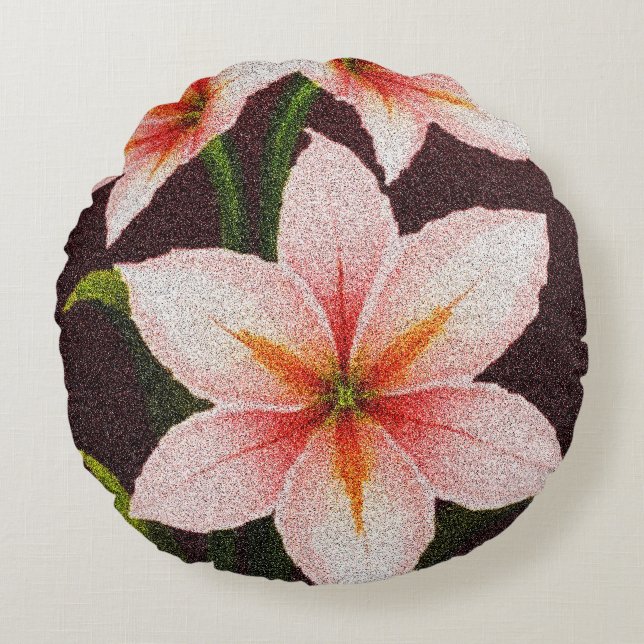 Merlot Radiance Lily Rond Kussen (Voorkant)