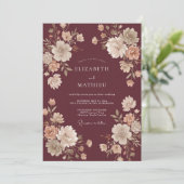 Merlot Ranunculus Eucalyptus Bruiloft Kaart (Staand voorkant)