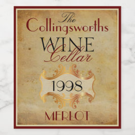 Merlot Rode Wijn Flesje Label Gepersonaliseerd Etiket