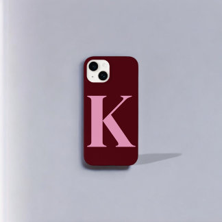 Merlot Roze Initiaal gepersonaliseerd monogram ont Case-Mate iPhone 14 Hoesje