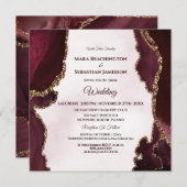 *~* MERLOT RSVP Website AGATE Gold AR13 Wedding Kaart (Voorkant / Achterkant)