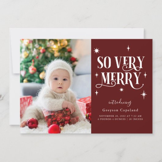 Merlot so very Merry Holiday Baby Foto Aankondiging (Voorkant)