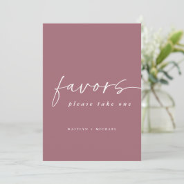 Merlot Stof Roze Trouwgunst Bord 5x7 Kaart