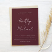 Merlot Wedding Burgundy Modern Handwriting Kaart