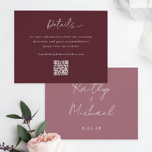 Merlot Wedding Modern Handschrift Details QR Code