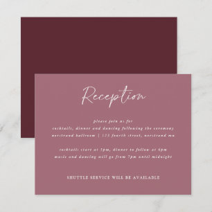 Merlot Wedding Modern Handwriting Reception Kaart