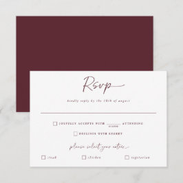 Merlot Wedding Moderne HandschriftherAntwoord RSVP Kaartje