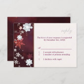 Merlot & White Floral Winter Wedding RSVP (Voorkant / Achterkant)