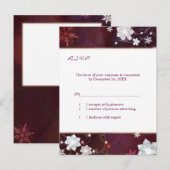 Merlot White Winter Floral Wedding RSVP Uitnodiging Briefkaart (Voorkant / Achterkant)