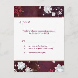 Merlot White Winter Floral Wedding RSVP Uitnodiging Briefkaart