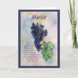 Merlot Wine Art Grapes Greeting of Note Card Kaart
