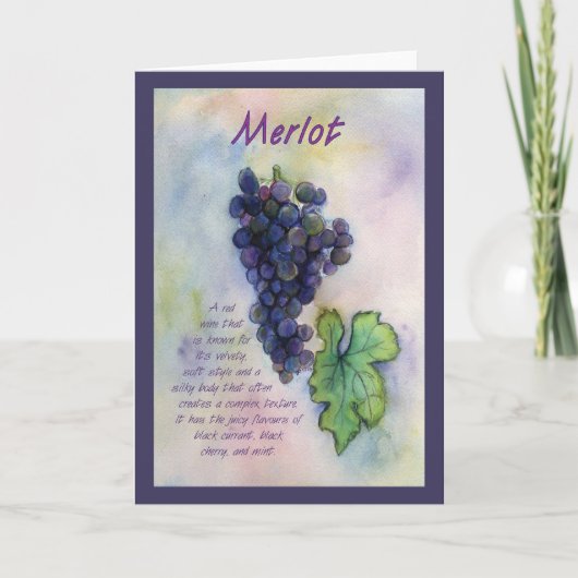 Merlot Wine Grape Wenskaart Kaart (Voorkant)