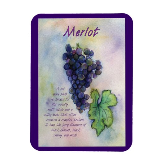 Merlot Wine Grapes Schilderen Art Magnet Magneet (Verticaal)