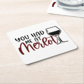 Merlot Wine Onderzetter "Je had me op Merlot" (Schuin)