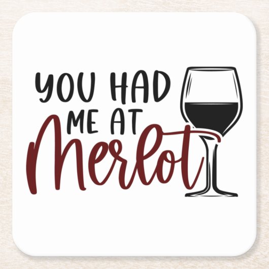 Merlot Wine Onderzetter "Je had me op Merlot" (Voorkant)