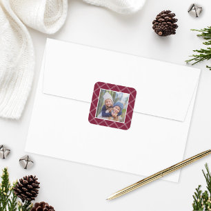 Merlot Wine Red Pset Lijst Holiday Foto Vierkante Sticker