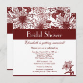 Merlot Wine Sunflower Bridal Shower Invitation Kaart (Voorkant / Achterkant)