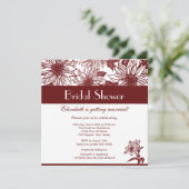 Merlot Wine Sunflower Bridal Shower Invitation Kaart (Staand voorkant)