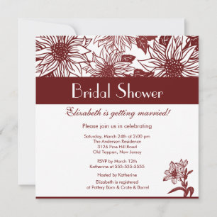 Merlot Wine Sunflower Bridal Shower Invitation Kaart