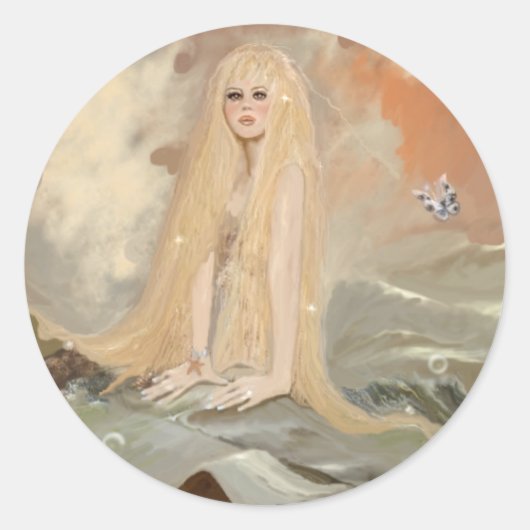 Mermaid 1 ronde sticker (Voorkant)