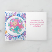 Mermaid 1e verjaardagsbloemen kaart (Binnen)