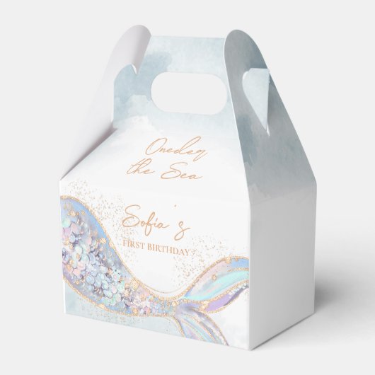Mermaid 1st Birthday Bedankdoosjes (Voorkant Zijde)