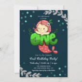 Mermaid 1st Birthday Cute Pink Kaart (Voorkant)