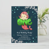 Mermaid 1st Birthday Cute Pink Kaart (Staand voorkant)