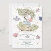 Mermaid 1st Birthday Green Invitation Kaart (Voorkant)