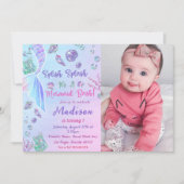 Mermaid 1st Birthday ONEder Zee Party Kaart (Voorkant)