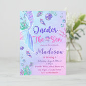 Mermaid 1st Birthday ONEder Zee Party Kaart (Staand voorkant)