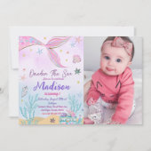 Mermaid 1st Birthday ONEder Zee Party Kaart (Voorkant)