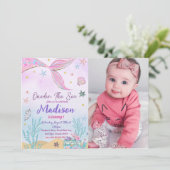 Mermaid 1st Birthday ONEder Zee Party Kaart (Staand voorkant)