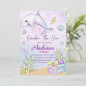 Mermaid 1st Birthday ONEder Zee Party Kaart (Staand voorkant)