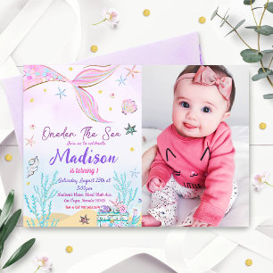 Mermaid 1st Birthday ONEder Zee Party Kaart