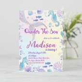 Mermaid 1st Birthday ONEder Zee Party Kaart (Staand voorkant)