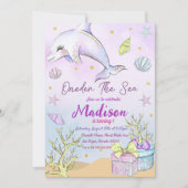 Mermaid 1st Birthday ONEder Zee Party Kaart (Voorkant)