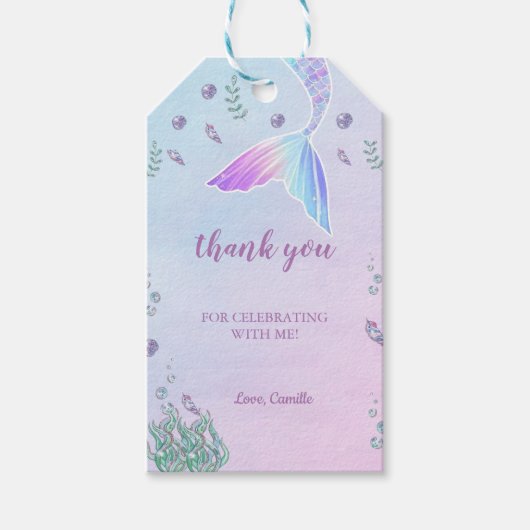 Mermaid 1st Birthday Party ONEder Zee Cadeaulabel (Voorkant)