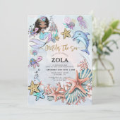 Mermaid 1st Birthday Party ONEder Zee Kaart (Staand voorkant)