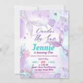 Mermaid 1st Birthday Party ONEder Zee Kaart (Voorkant)