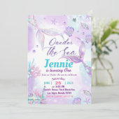 Mermaid 1st Birthday Party ONEder Zee Kaart (Staand voorkant)