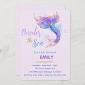 Mermaid 1st Birthday Party ONEder Zee Kaart (Voorkant / Achterkant)