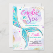 Mermaid 1st Birthday Party ONEder Zee Mermaid Kaart (Voorkant)