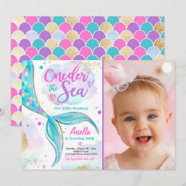 Mermaid 1st Birthday Party ONEder Zee Mermaid Kaart