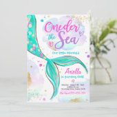 Mermaid 1st Birthday Party ONEder Zee Mermaid Kaart (Staand voorkant)